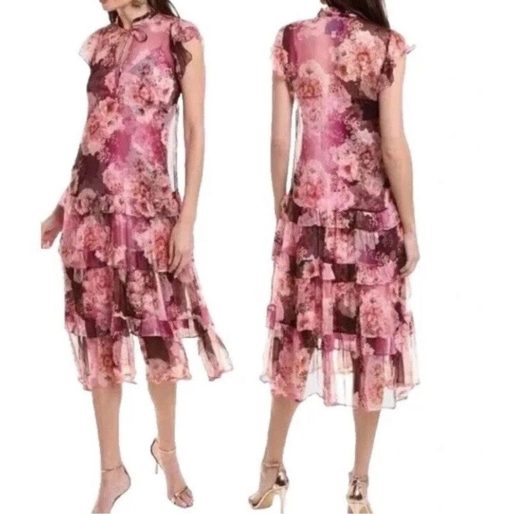Johnny Was CARINA Floral Silk Chiffon Sleeveless Midi Dress Small NWOT MSRP$385
